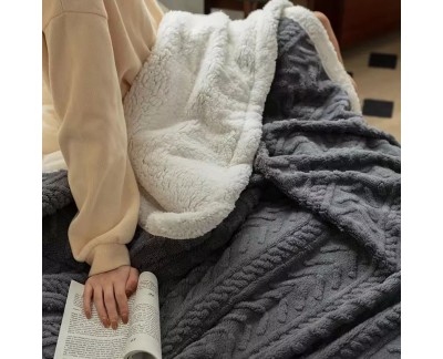 EXCLUSIV Pătură moale cocolino model tricotat, groasă cu blăniță-PAJ012