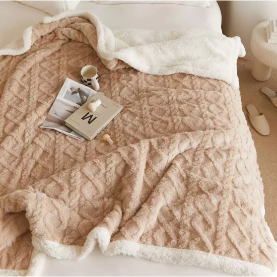 EXCLUSIV Pătură moale cocolino model tricotat, groasă cu blăniță-PAJ017