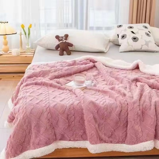 EXCLUSIV Pătură moale cocolino model tricotat, groasă cu blăniță-PAJ009