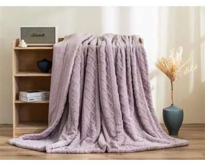 EXCLUSIV Pătură moale cocolino model tricotat, groasă cu blăniță-PAJ023