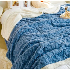 EXCLUSIV Pătură moale cocolino groasă cu blăniță model tricotat-PAJ014