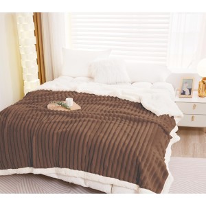 EXCLUSIV Pătură moale cocolino model tricotat, groasă cu blăniță-PAJ055
