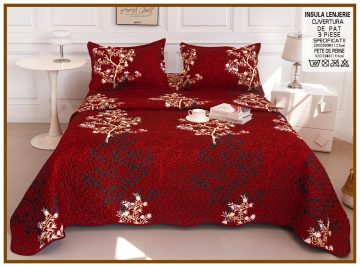 Cuvertura de pat matlasata cu 2 fete diferite, pat dublu, 3 piese, CM037