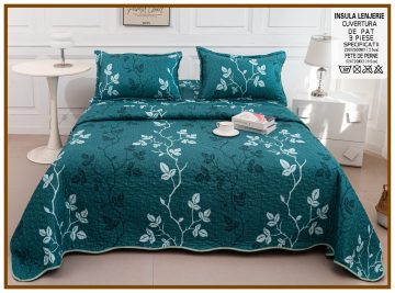 Cuvertura de pat matlasata cu 2 fete diferite, pat dublu, 3 piese, CM024