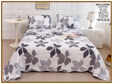 Cuvertura de pat matlasata cu 2 fete diferite, pat dublu, 3 piese, CM022