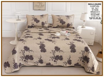 Cuvertura de pat matlasata cu 2 fete diferite, pat dublu, 3 piese, CM021