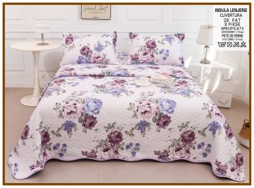 Cuvertura de pat matlasata cu 2 fete diferite, pat dublu, 3 piese, CM038
