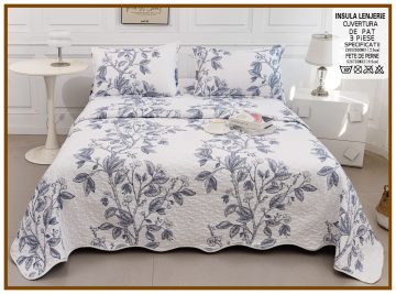 Cuvertura de pat matlasata cu 2 fete diferite, pat dublu, 3 piese, CM039