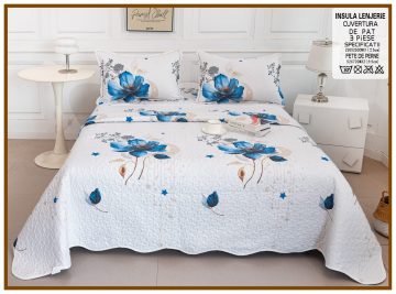 Cuvertura de pat matlasata cu 2 fete diferite, pat dublu, 3 piese, CM009