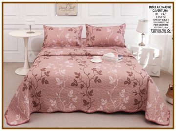 Cuvertura de pat matlasata cu 2 fete diferite, pat dublu, 3 piese, CM011