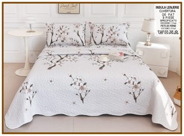 Cuvertura de pat matlasata cu 2 fete diferite, pat dublu, 3 piese, CM002