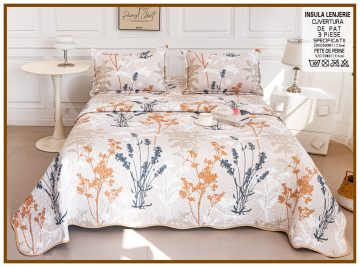 Cuvertura de pat matlasata cu 2 fete diferite, pat dublu, 3 piese, CM007