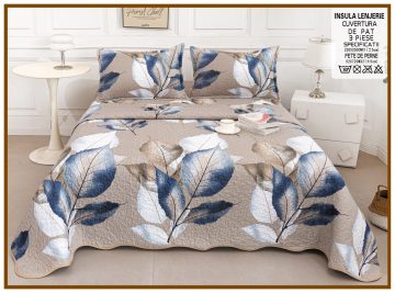Cuvertura de pat matlasata cu 2 fete diferite, pat dublu, 3 piese, CM025