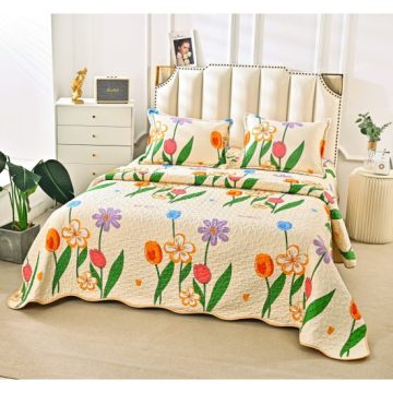 Cuvertura de pat matlasata cu 2 fete diferite, pat dublu, 3 piese, CM031