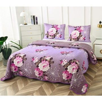 Cuvertura de pat matlasata cu 2 fete diferite, pat dublu, 3 piese, CM040