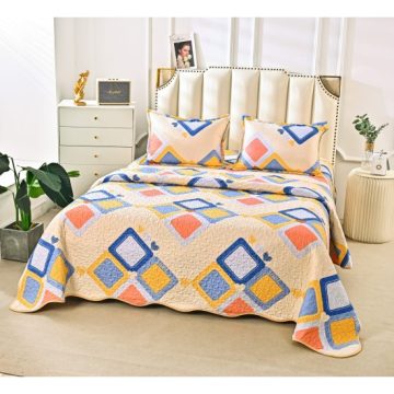 Cuvertura de pat matlasata cu 2 fete diferite, pat dublu, 3 piese, CM010