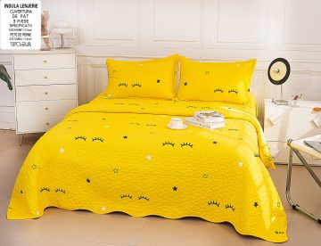 Cuvertura de pat matlasata cu 2 fete diferite, pat dublu, 3 piese, CM019