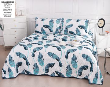 Cuvertura de pat matlasata cu 2 fete diferite, pat dublu, 3 piese, CM004