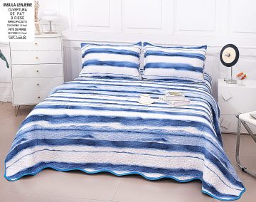 Cuvertura de pat matlasata cu 2 fete diferite, pat dublu, 3 piese, CM013