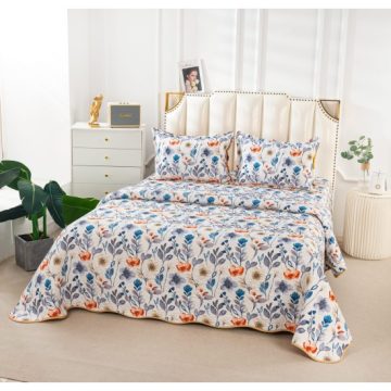 Cuvertura de pat matlasata cu 2 fete diferite, pat dublu, 3 piese, CM008