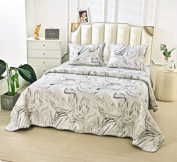 Cuvertura de pat matlasata cu 2 fete diferite, pat dublu, 3 piese, CM016