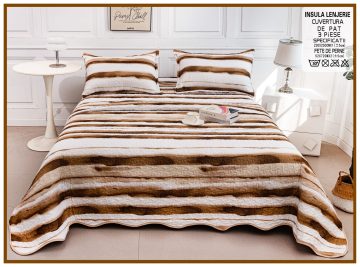 Cuvertura de pat matlasata cu 2 fete diferite, pat dublu, 3 piese, CM045