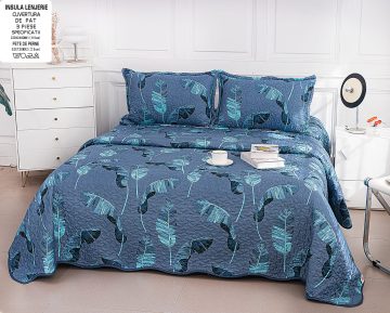 Cuvertura de pat matlasata cu 2 fete diferite, pat dublu, 3 piese, CM048