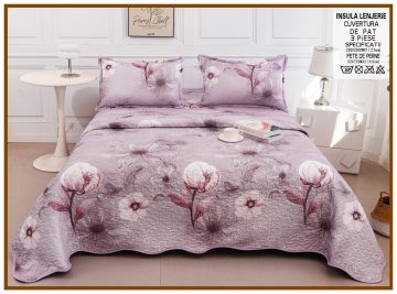 Cuvertura de pat matlasata cu 2 fete diferite, pat dublu, 3 piese, CM049