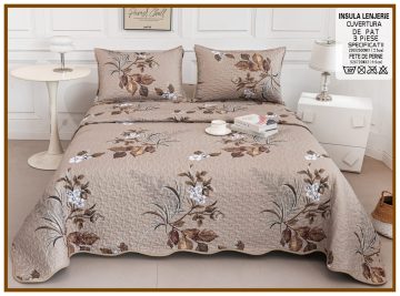 Cuvertura de pat matlasata cu 2 fete diferite, pat dublu, 3 piese, CM053